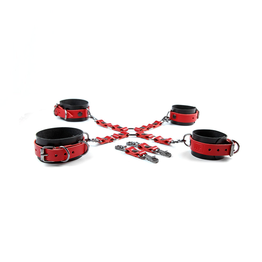 Black and Red Hogtied bondage