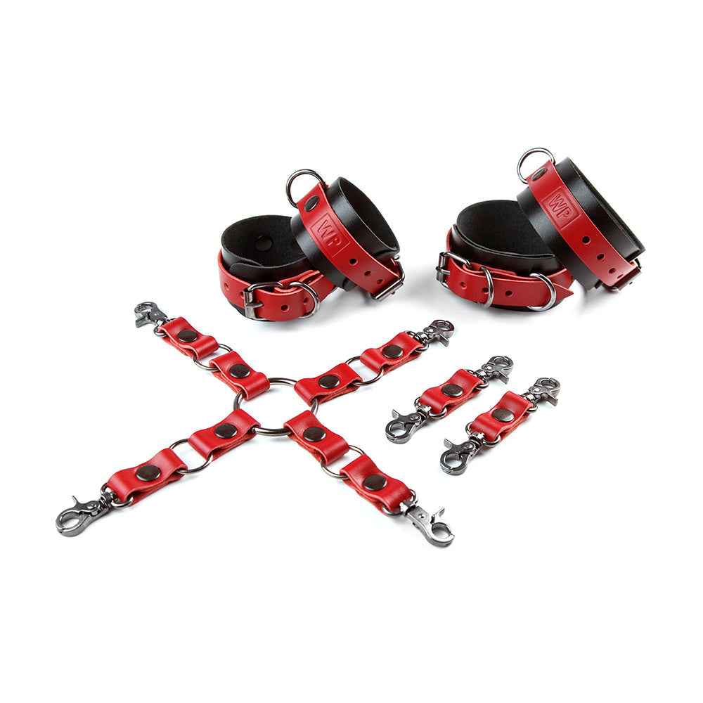 Black and red hogtie bondage set