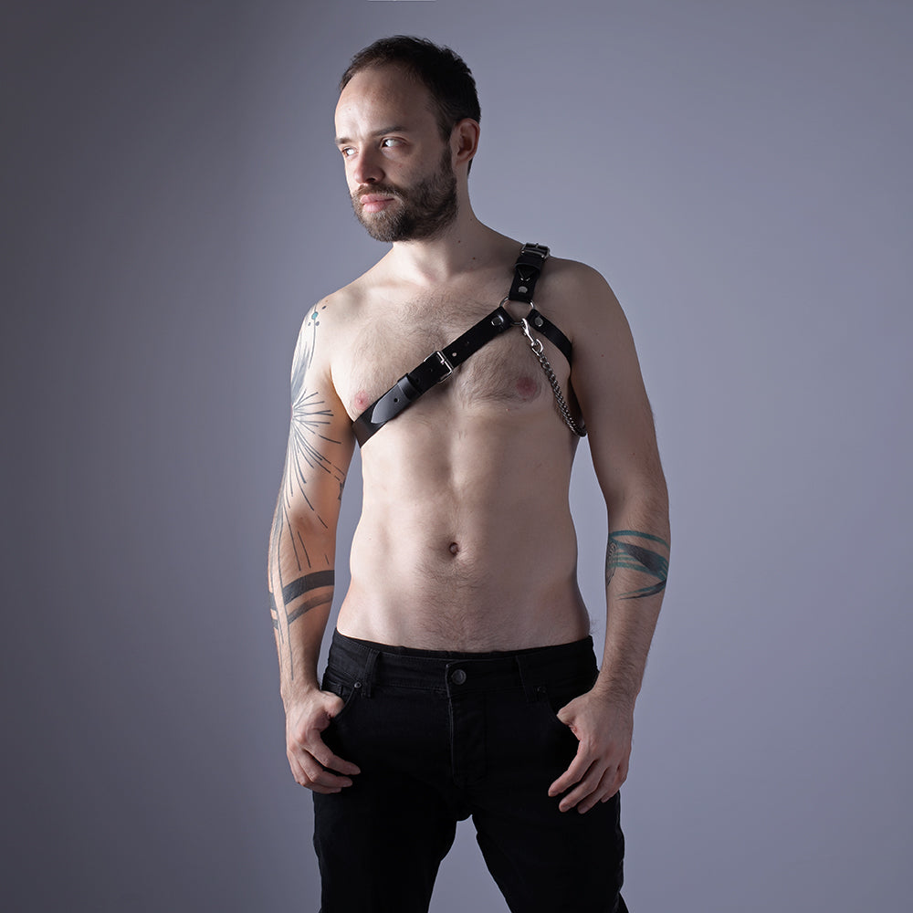 Leather harness for men