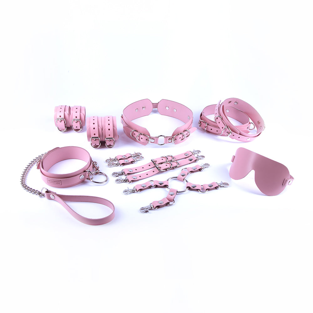 Pink leather bondage set 