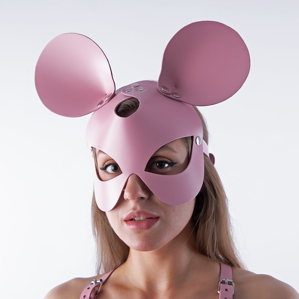 Pink leather mouse mask 