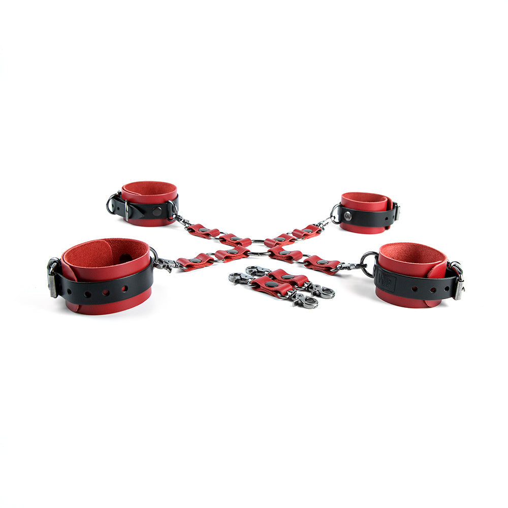 Red and Black BDSM cuffs