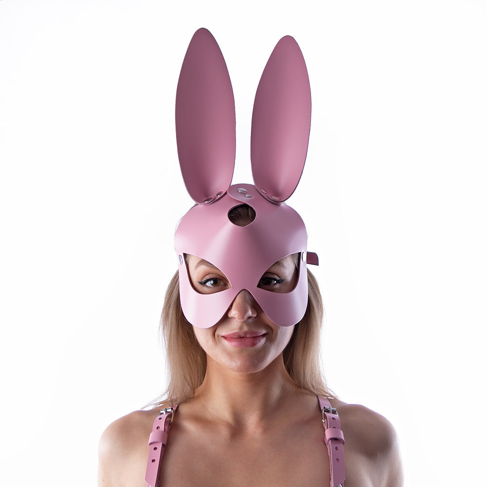 pink leather bunny mask