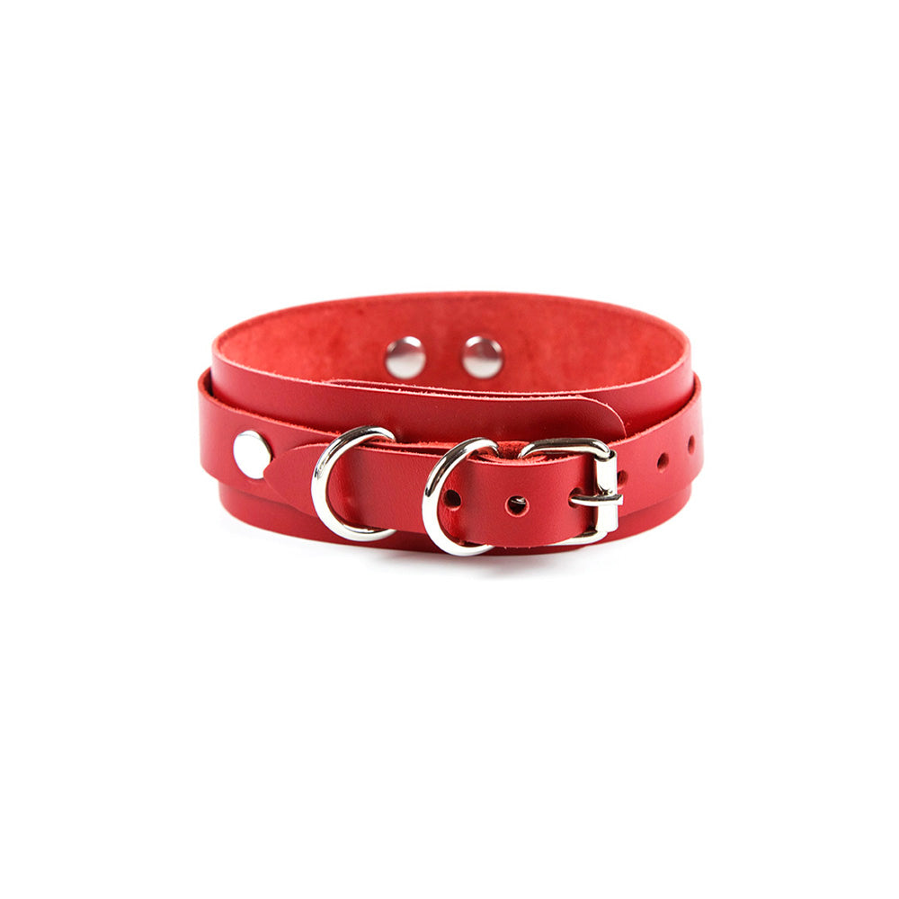 Red leather day collar 