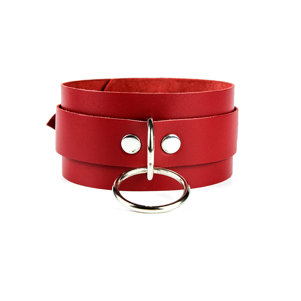 red leather wide collar 