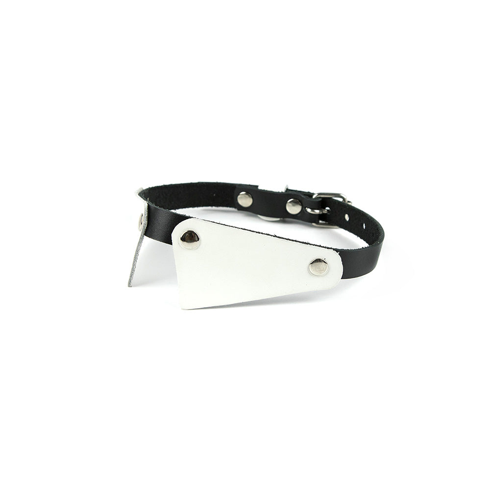 white leather choker